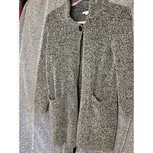 Pure Jill Cardigan‎ Sweater Coat Grey Black Speckled Knit Petite XS